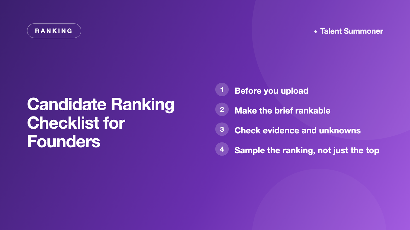 Candidate Ranking Checklist for Founders Candidate Ranking Checklist for Founders