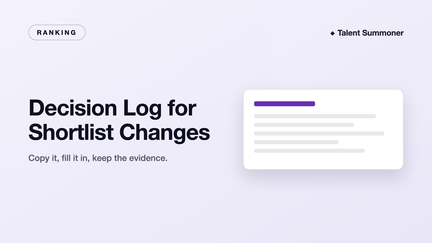 Decision Log for Shortlist Changes Decision Log for Shortlist Changes