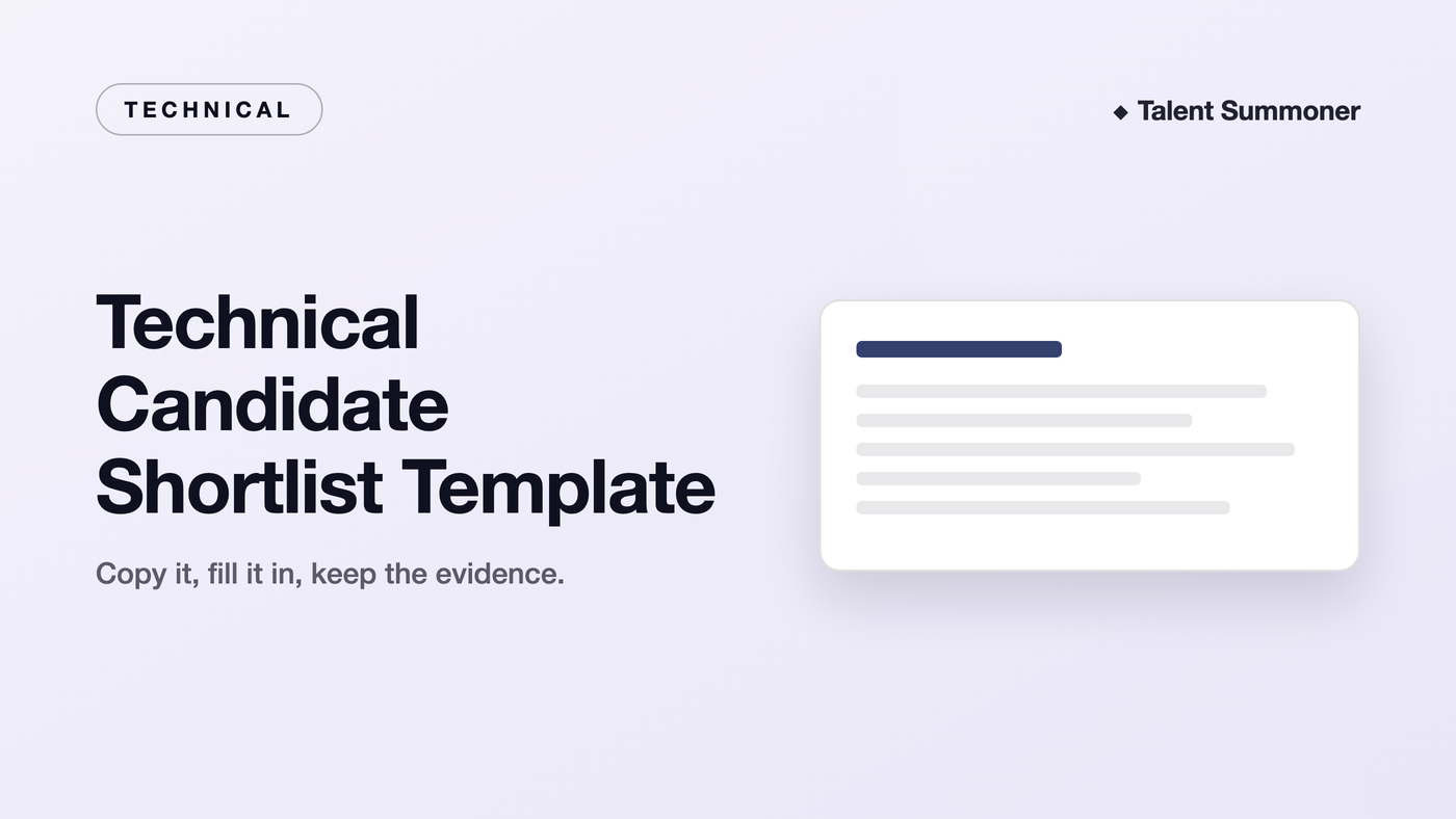 Technical Candidate Shortlist Template Technical Candidate Shortlist Template