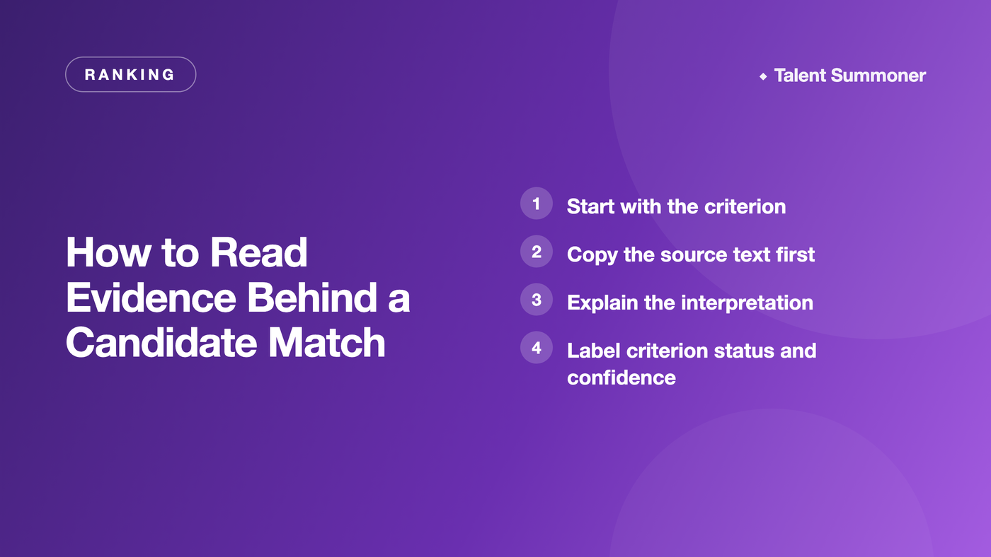How to Read Evidence Behind a Candidate Match How to Read Evidence Behind a Candidate Match