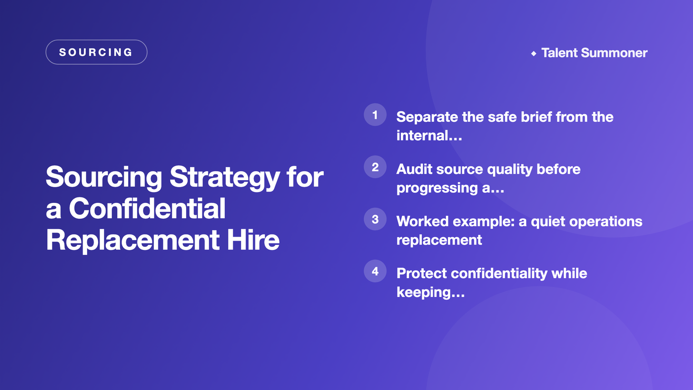 Sourcing Strategy for a Confidential Replacement Hire Sourcing Strategy for a Confidential Replacement Hire